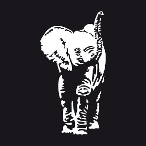 Tee-shirt Dessin d'éléphant spécial impression sur fond sombre à créer et personnaliser en ligne.