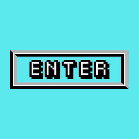 Bouton de jeu vido enter reproduit en pixels, un design retrogaming, gaming et pixel art.