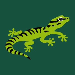 Petit gecko rigolo à rayures, design 3 couleurs à personnaliser en ligne.