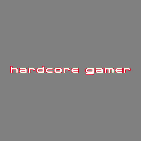Hardcore gamer écrit en typo arcade pleine à bordure fine, un design gaming et jeu vidéo.