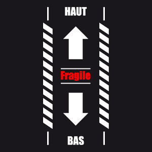 Haut bas fragile, bande de signalement dessine en format vectoriel  personnaliser.