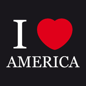 Design USA I love America deux couleurs  personnaliser.