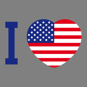 I love USA, cur dcor avec un design drapeau amricain.