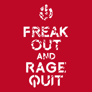 Crez un tee shirt keep calm geek original avec ce design Freak Out and rage quit surmont d'un bouton on off.