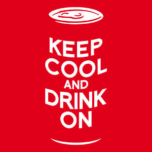 Keep cool and drink on, design pour impression t-shirt et accessoire, avec canette de bire et parodie Keep Calm.