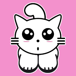 Kitty cat kawaii, design chaton mignon trois couleurs