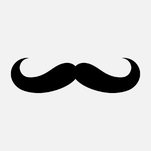 Moustache  larges boucles, un design hipster spcial impression en ligne.