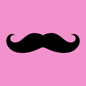 Moustache classique unie à boucles pointues.