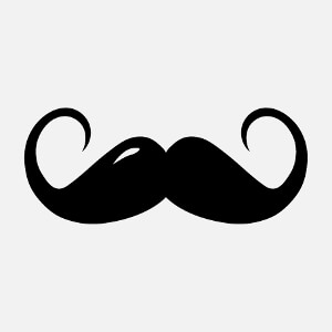 Moustache à grandes boucles effilées comme la moustache de Dali.