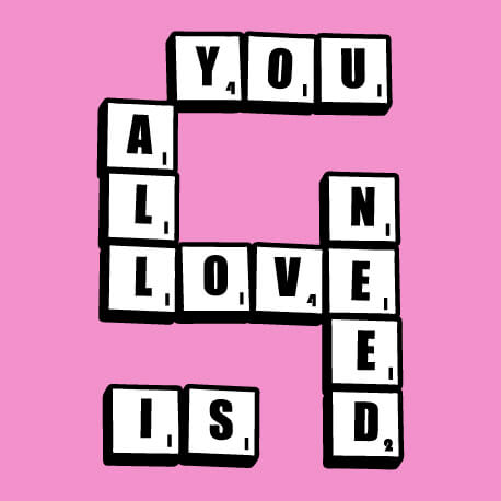All you need is love ? un design en lettres de scrabble Amour et citations.