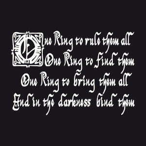 T-shirt One ring to rule them all crit en lettres gothiques anciennes  imprimer soi-mme en ligne.