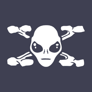 Alien et X de X files dessiné avec des os stylisés et croisés autour du visage.