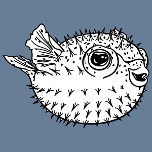 Tee-shirt Fugu  personnaliser soi-mme. Poisson noir et blanc  pics.