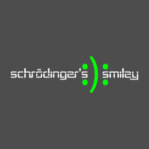 Smiley de Schrödinger, un design nerd et science avec emoji happy et sad.