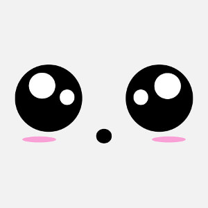 Smiley kawaii à petit nez mignon et reflets dans les yeux, en style anime manga.