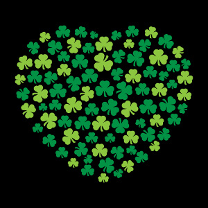 Coeur composé de Shamrocks, design Saint Patrick et Irlande