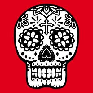 Tte de mort mexicaine stylise, design pour impression flex sur t-shirt ou accessoire.