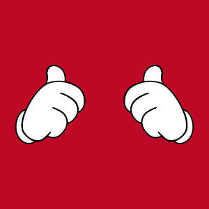 Design thumbs up vectoris  personnaliser, gants de Mickey opaques  contour.