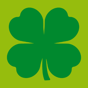 Trèfle à quatre feuilles, design Saint Patrick à imprimer sur t-shirt. Shamrock irlandais uni simple.