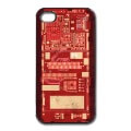 Motif vintage circuit imprim sur fond rouge, spcial impression sur coque.