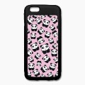 Pandas anime, un design styl et kawaii sur fond rose.