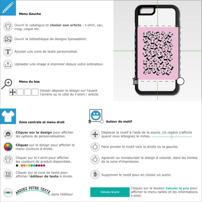 Imprimer une coque mobile Pandas anime rose