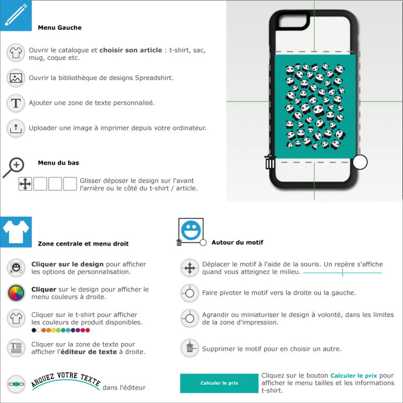 Customisez une coque mobile Pandas kawaii bleue