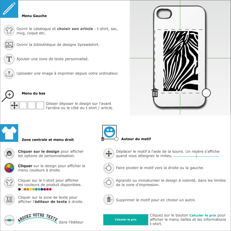 Crez votre coque portable  imprimer en ligne avec des rayures zbre paisses