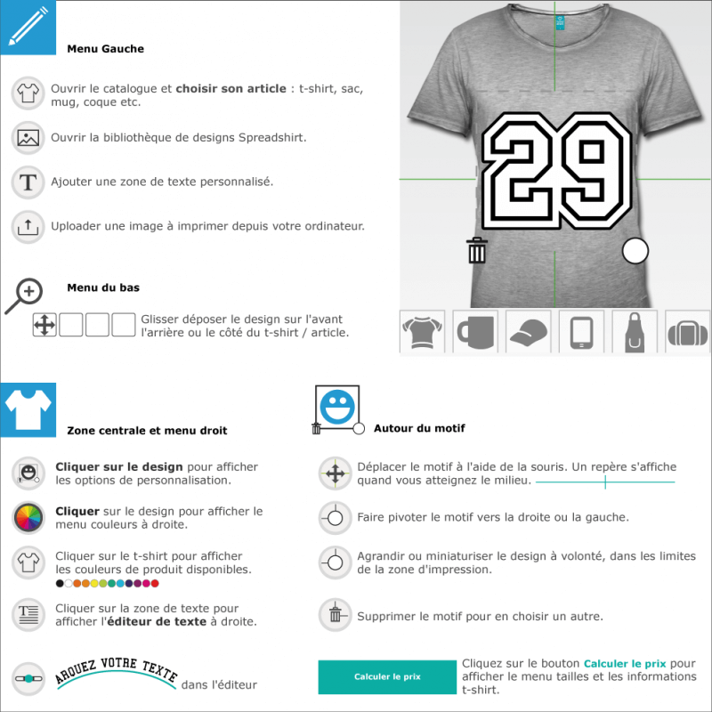 T-shirt Numro 29  crer et personnaliser en ligne 