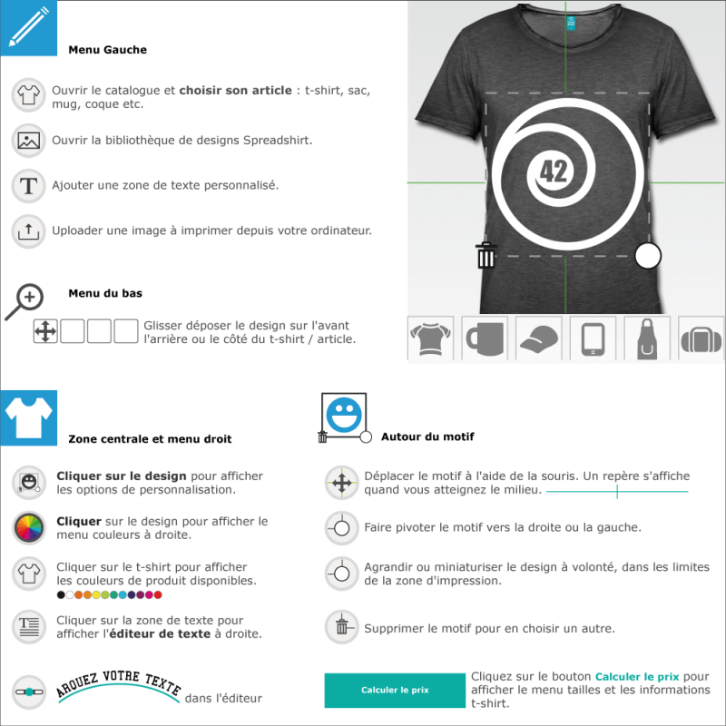 Votre t-shirt 42 Impact spirale  imprimer soi-mme en ligne 