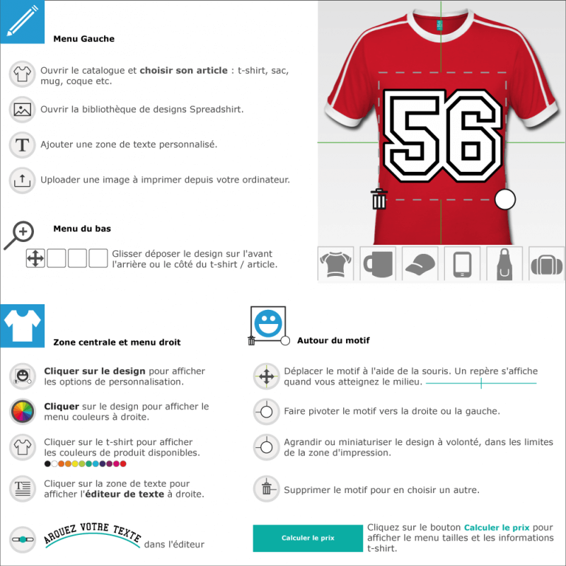 Imprimer un t-shirt Numro 56 customis en ligne 
