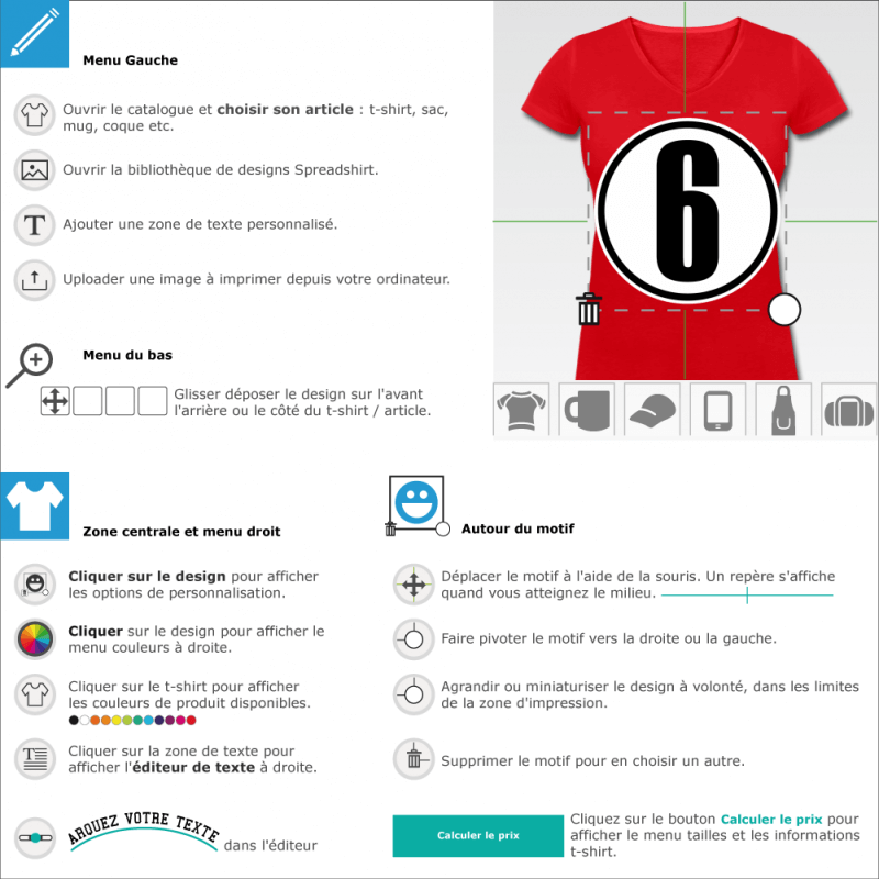 T-shirts  Numéro 6 et cercle à créer et personnaliser en ligne 