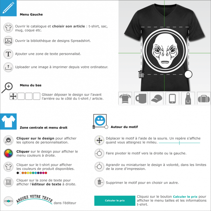 Tee shirts alien cercle  crer et personnaliser en ligne 