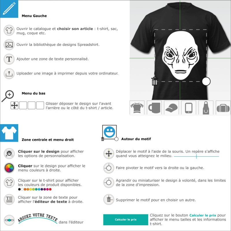 Personnaliser un t-shirt alien  imprimer 