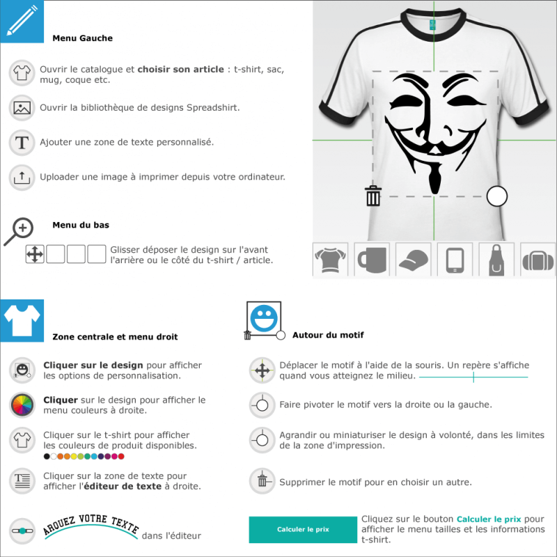 Imprimer votre t-shirt Anonymous masque fawkes transparent