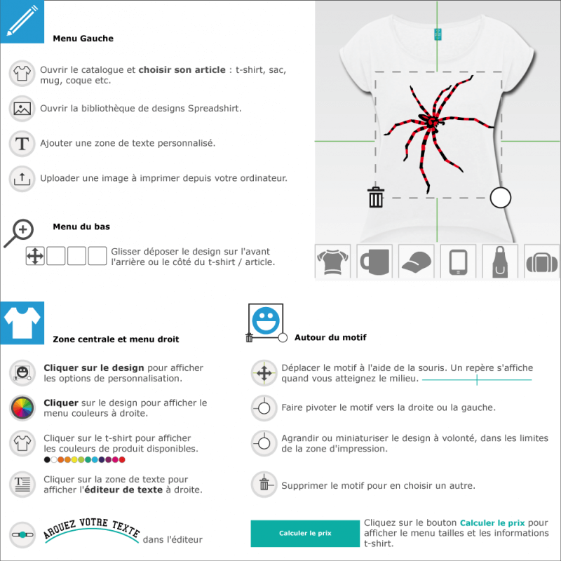 Imprimer votre tee shirt Araigne raye sombre vous-mme en ligne