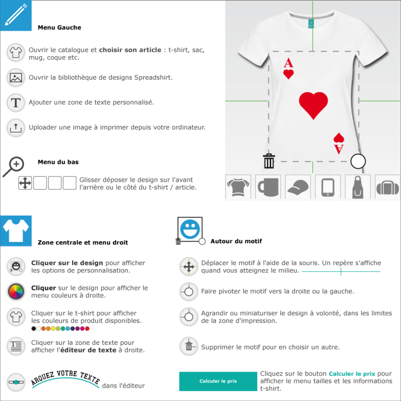 Personnaliser un tee shirt As coeur diagonale  imprimer soi-mme en ligne 