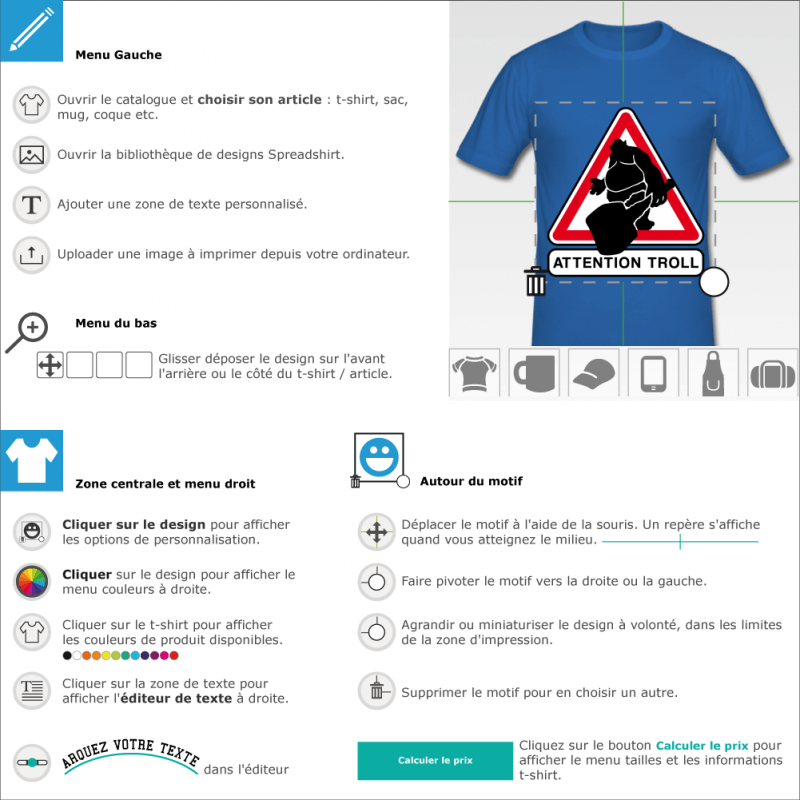 Tee shirts Attention troll  imprimer 