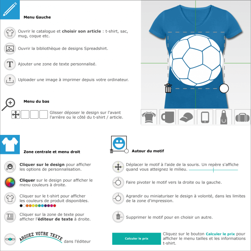 Crez votre t-shirt Foot original en ligne avec ce ballon une couleur personnalisable.