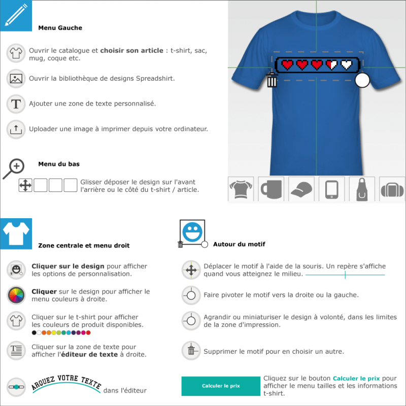Personnaliser un tee shirt Barre de vie transparente longue à créer en ligne 