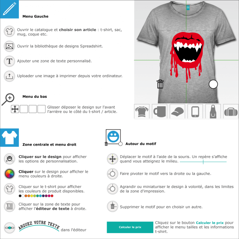 Imprimer votre t-shirt Bouche vampire en ligne 