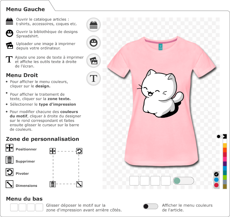 Chat kawaii 3 couleurs à imprimer en ligne. Chaton opaque rieur à personnaliser.