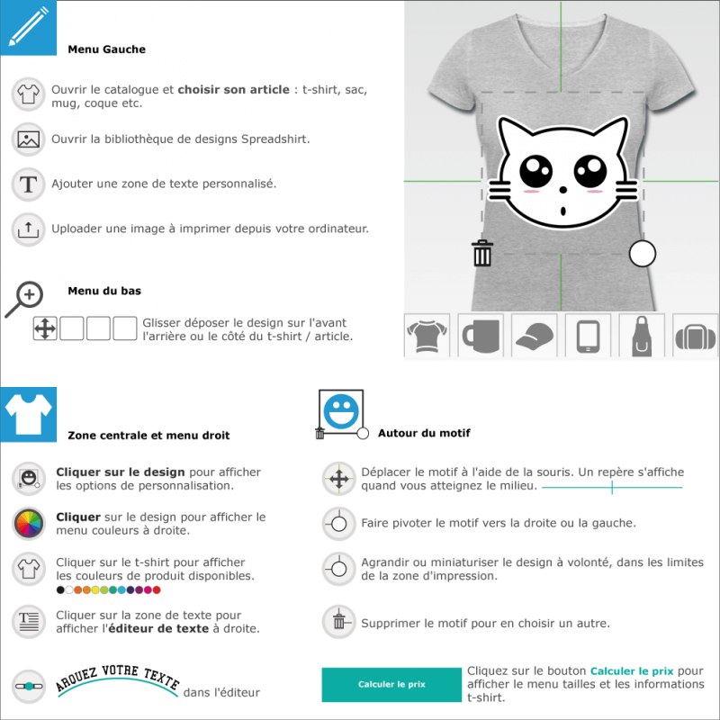 T-shirts  Tte de chat manga customis en ligne 