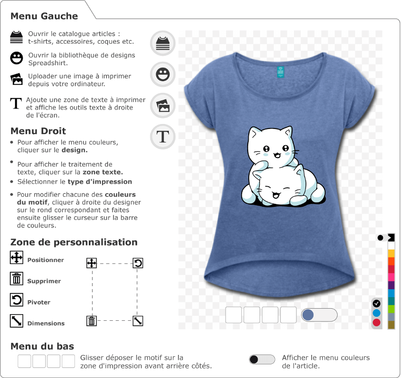 T-shirt chatons en style kawaii à personnaliser soi-même. Les chatons sont serrés l'un contre l'autre.