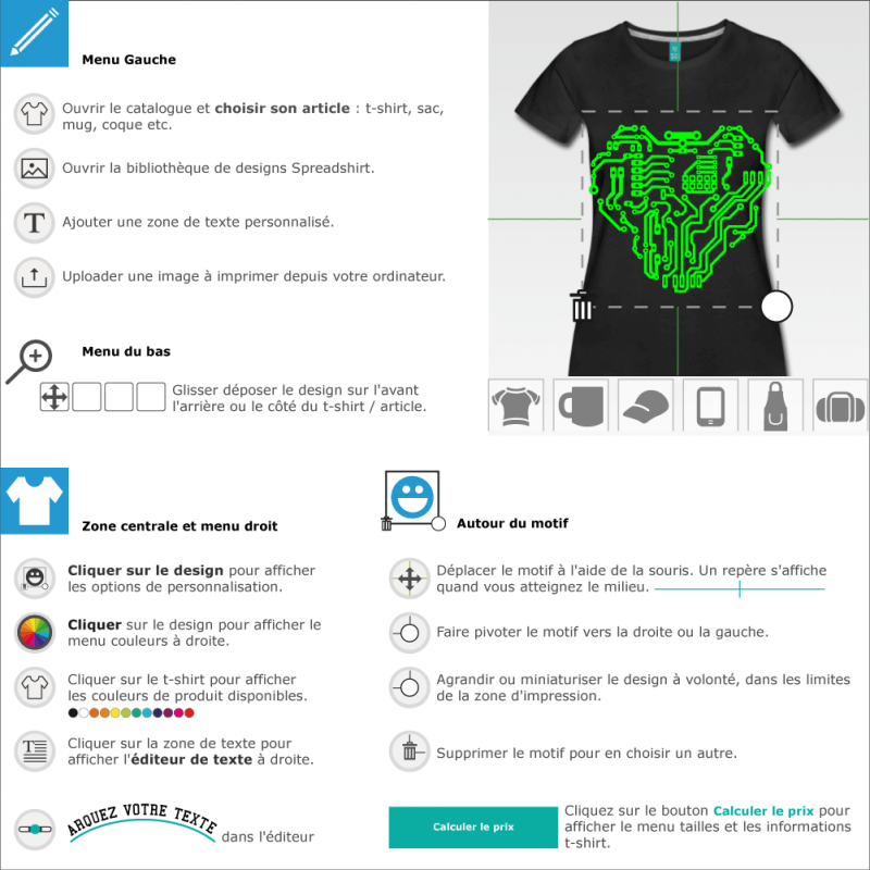 T-shirt Circuit imprimé cœur à designer en ligne 