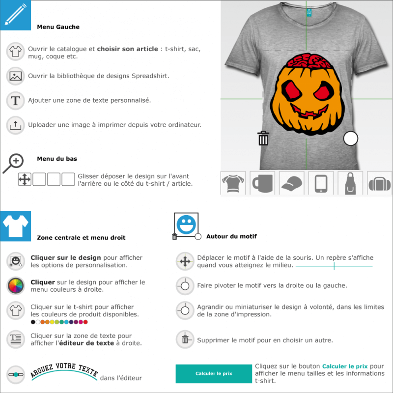 T-shirts  Halloween Citrouille zombie  imprimer soi-mme en ligne 