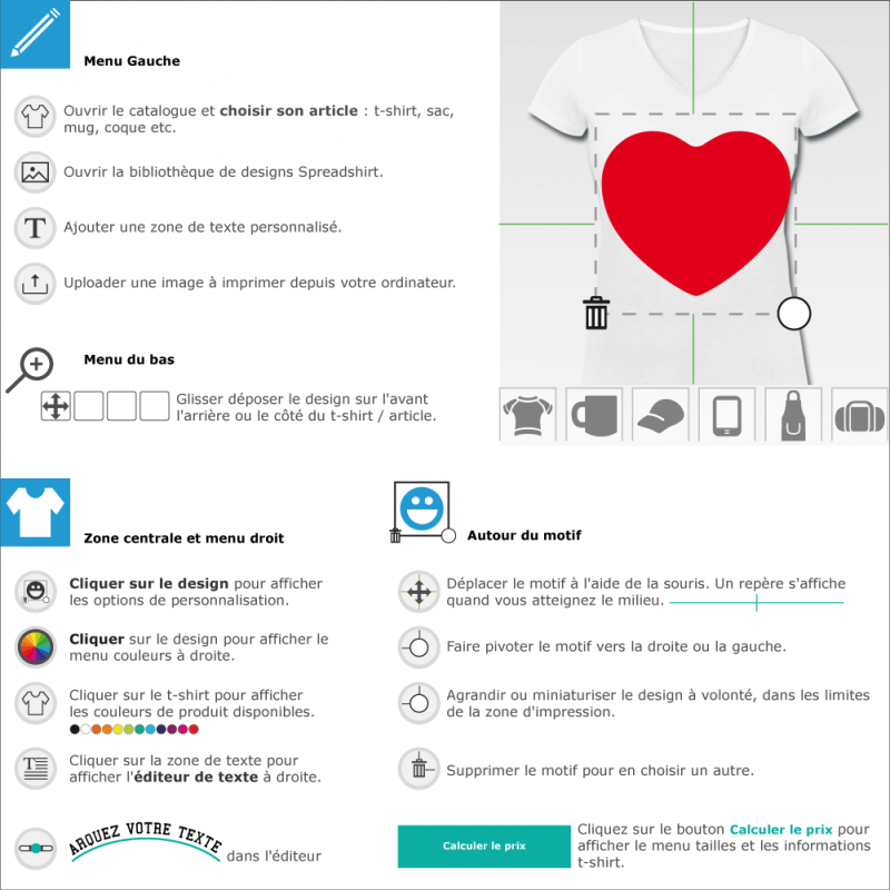 Personnalisez votre tee shirt coeur arrondi