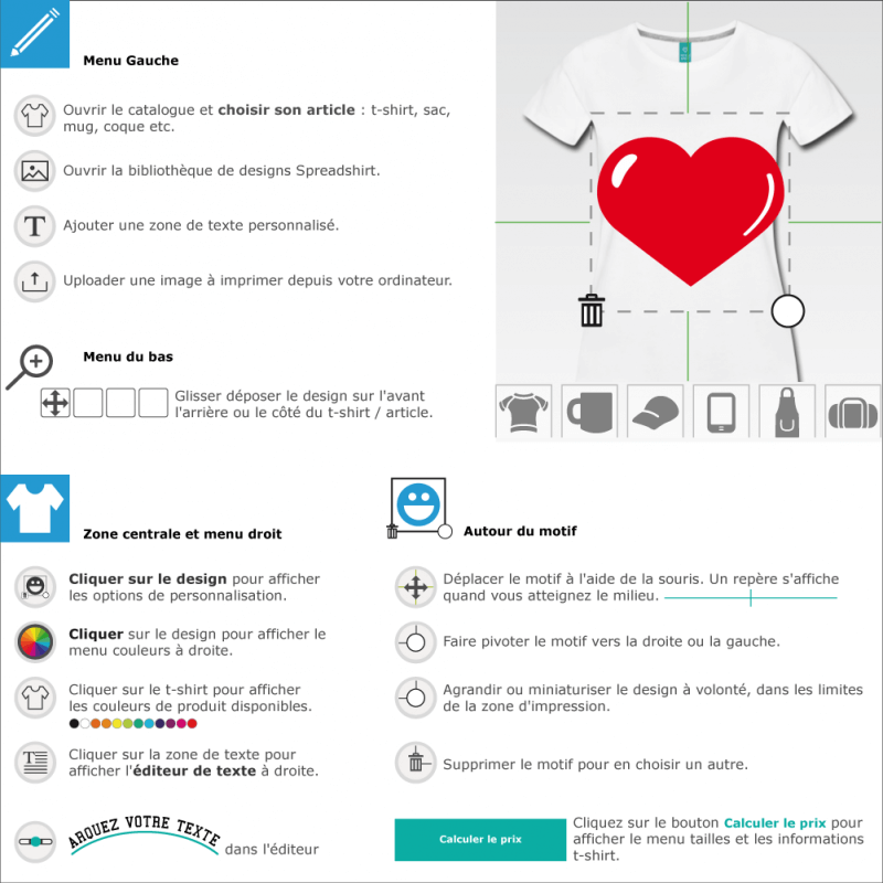 Créer un tee shirt cœur à reflets à imprimer soi-même en ligne