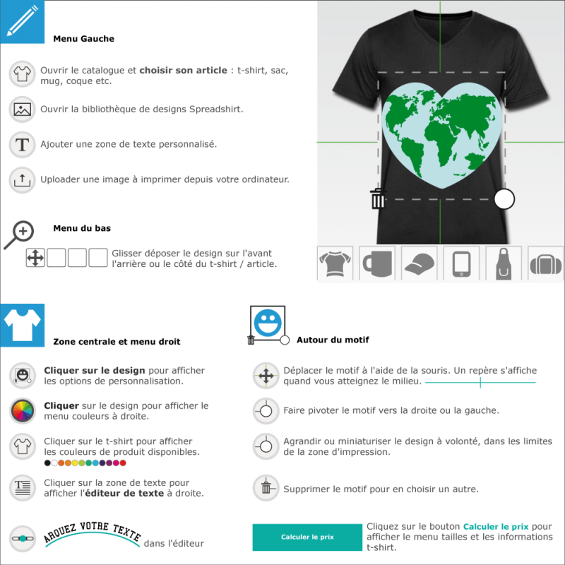 Créer un t-shirt J'aime la Terre à designer en ligne 