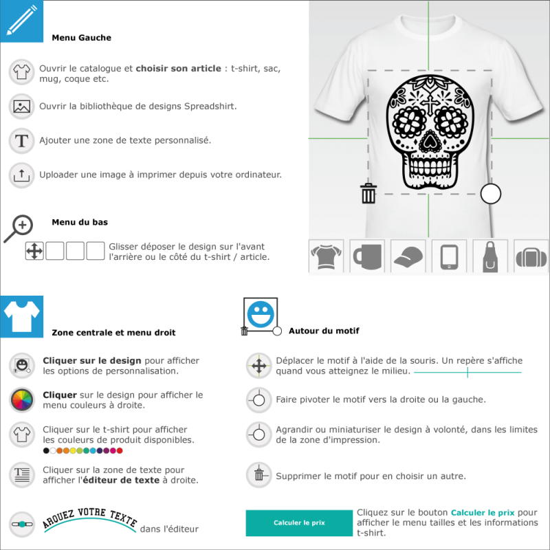 Crez votre t-shirt tte de mort unique